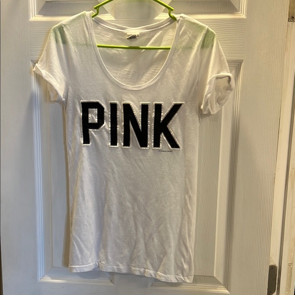 Victoria's Secret Tops - Victoria's Secret White Tee with Black PINK Logo